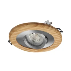 Foco empotrable OSRAM, madera clara/níquel, Ø 12 cm, GU10-LED