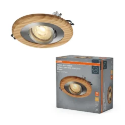 Foco empotrable OSRAM, madera clara/níquel, Ø 12 cm, GU10-LED