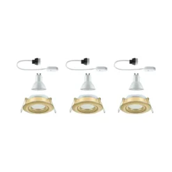 Foco empotrable Paulmann Nova, juego de 3, dorado, atenuable, IP65, 2.700 K
