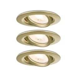 Foco empotrable Paulmann Nova, juego de 3, dorado, atenuable, IP65, 2.700 K