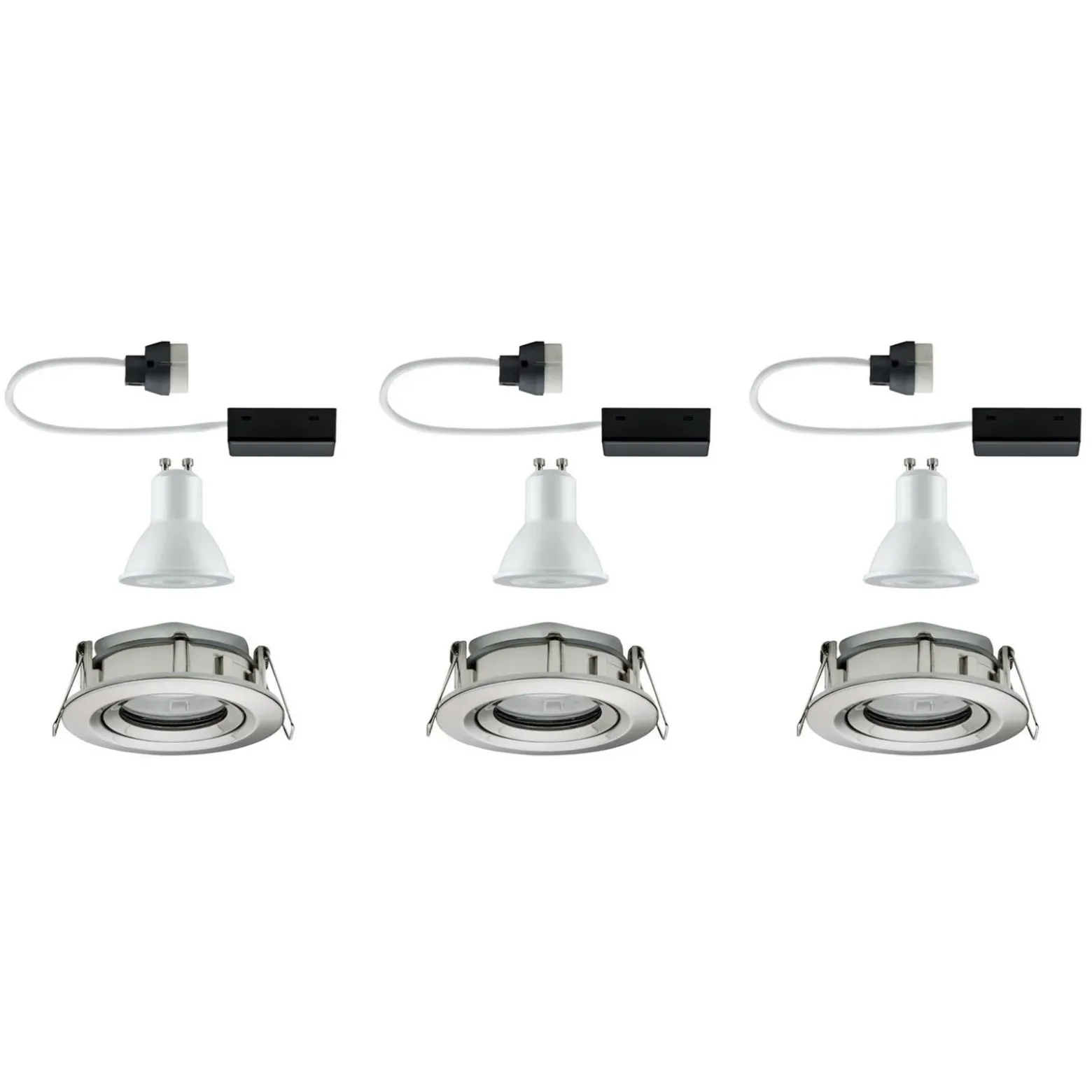 Foco empotrable Paulmann Nova, juego de 3, hierro, atenuable, IP65, 2.700 K