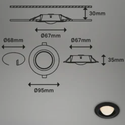 Foco empotrado LED Carro, 3 ud, 3.000K, negro