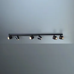 Foco LED BRUSH, negro, 110 cm, 6 luces, metal, atenuable 2700 K