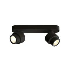Foco LED BRUSH, negro, 30 cm, 2 luces, metal, atenuable, 2700 K