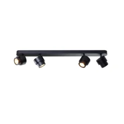 Foco LED BRUSH, negro, 70 cm, 4 luces, metal, atenuable, 2700 K