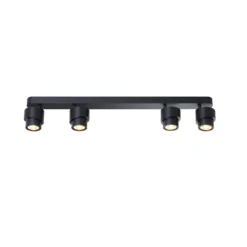 Foco LED BRUSH, negro, 70 cm, 4 luces, metal, atenuable, 2700 K