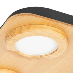 Foco LED Lindby Joren, madera, 38 x 38 cm, 4 luces, 3.000 K