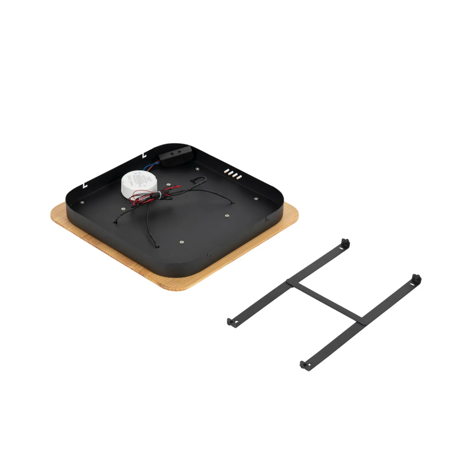 Foco LED Lindby Joren, madera, 38 x 38 cm, 4 luces, 3.000 K