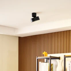 Foco LED Lindby Nivoria, Ø 14 cm, negro, orientable