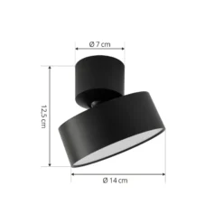 Foco LED Lindby Nivoria, Ø 14 cm, negro, orientable