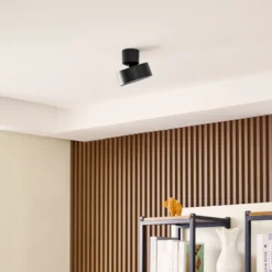 Foco LED Lindby Nivoria, Ø 14 cm, negro, orientable