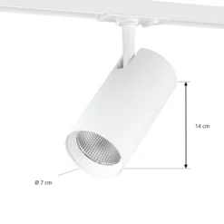 Foco LED para rieles Lindby Linaro, blanco, Ø 7 cm, aluminio, CCT