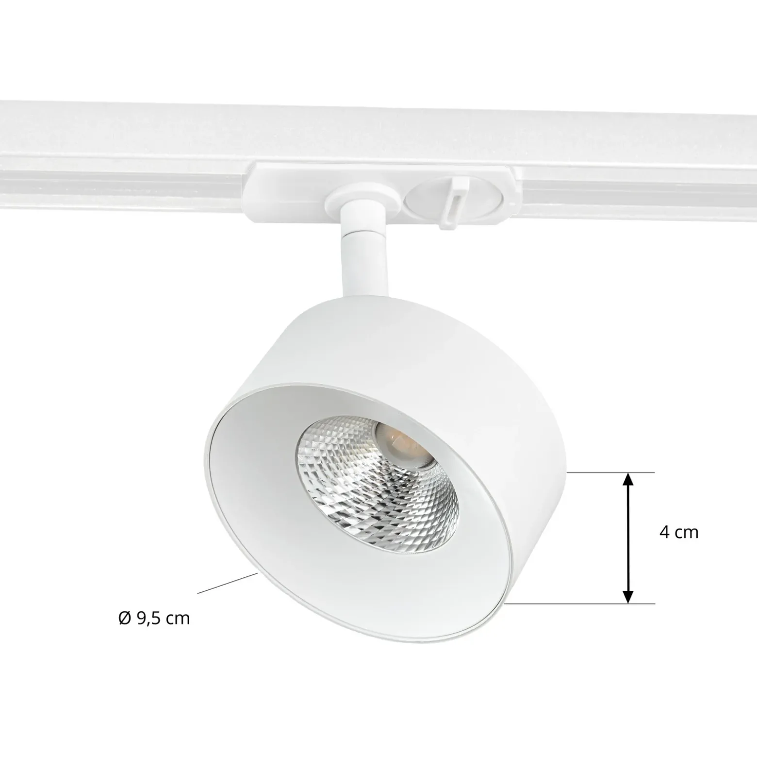 Foco LED para rieles Lindby Linaro, blanco, Ø 9,5 cm, 3000 K