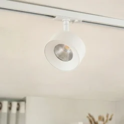 Foco LED para rieles Lindby Linaro, blanco, Ø 9,5 cm, 3000 K