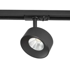 Foco LED para rieles Lindby Linaro, negro, Ø 9,5 cm, 3000 K