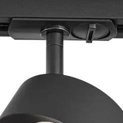Foco LED para rieles Lindby Linaro, negro, Ø 9,5 cm, 3000 K