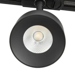 Foco LED para rieles Lindby Linaro, negro, Ø 9,5 cm, 3000 K
