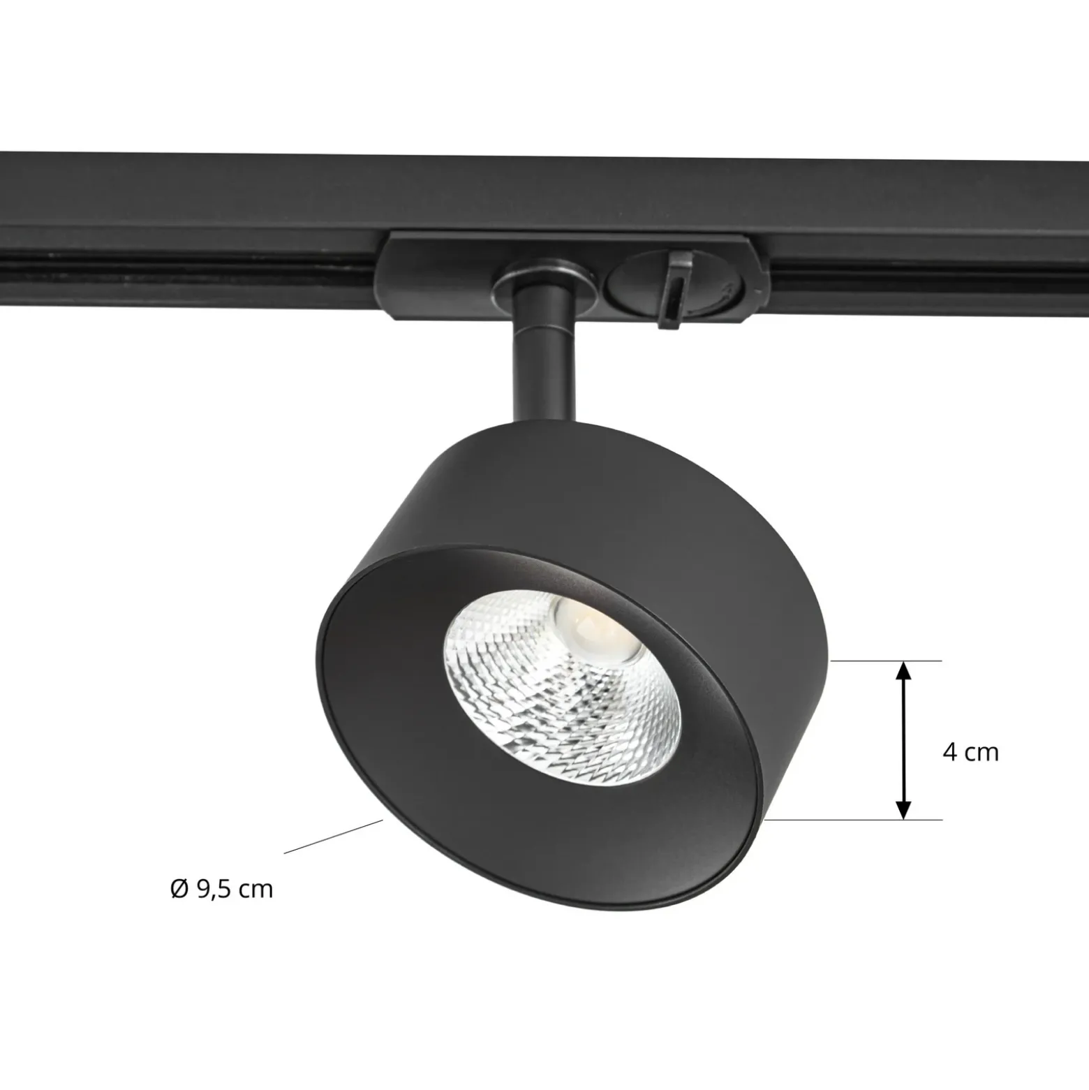Foco LED para rieles Lindby Linaro, negro, Ø 9,5 cm, 3000 K
