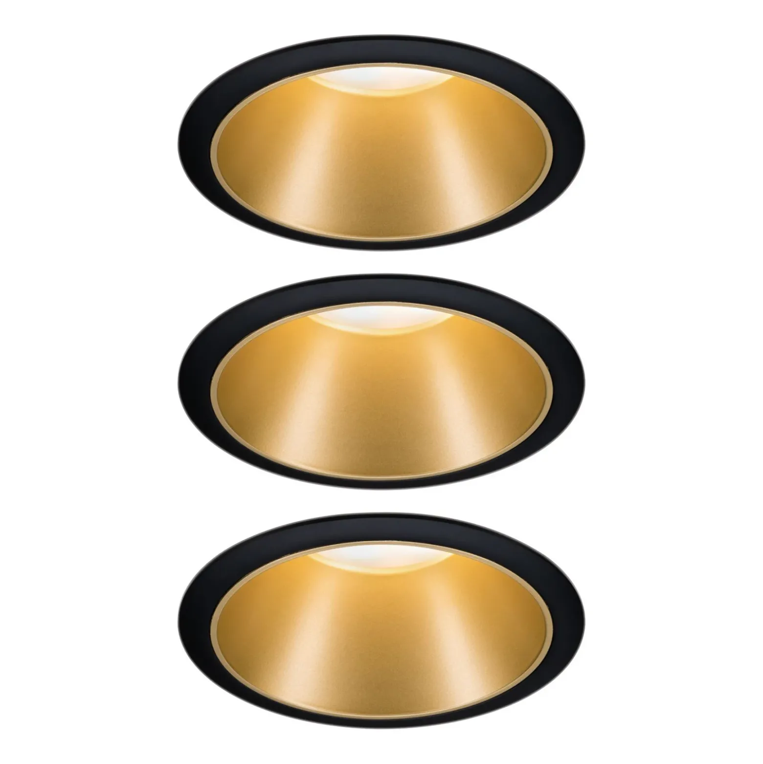 Foco LED Paulmann Cole, dorado-negro, juego de 3