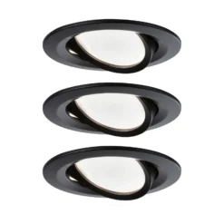 Foco LED Paulmann Nova Coin, juego de 3, negro, orientable, 2700 K