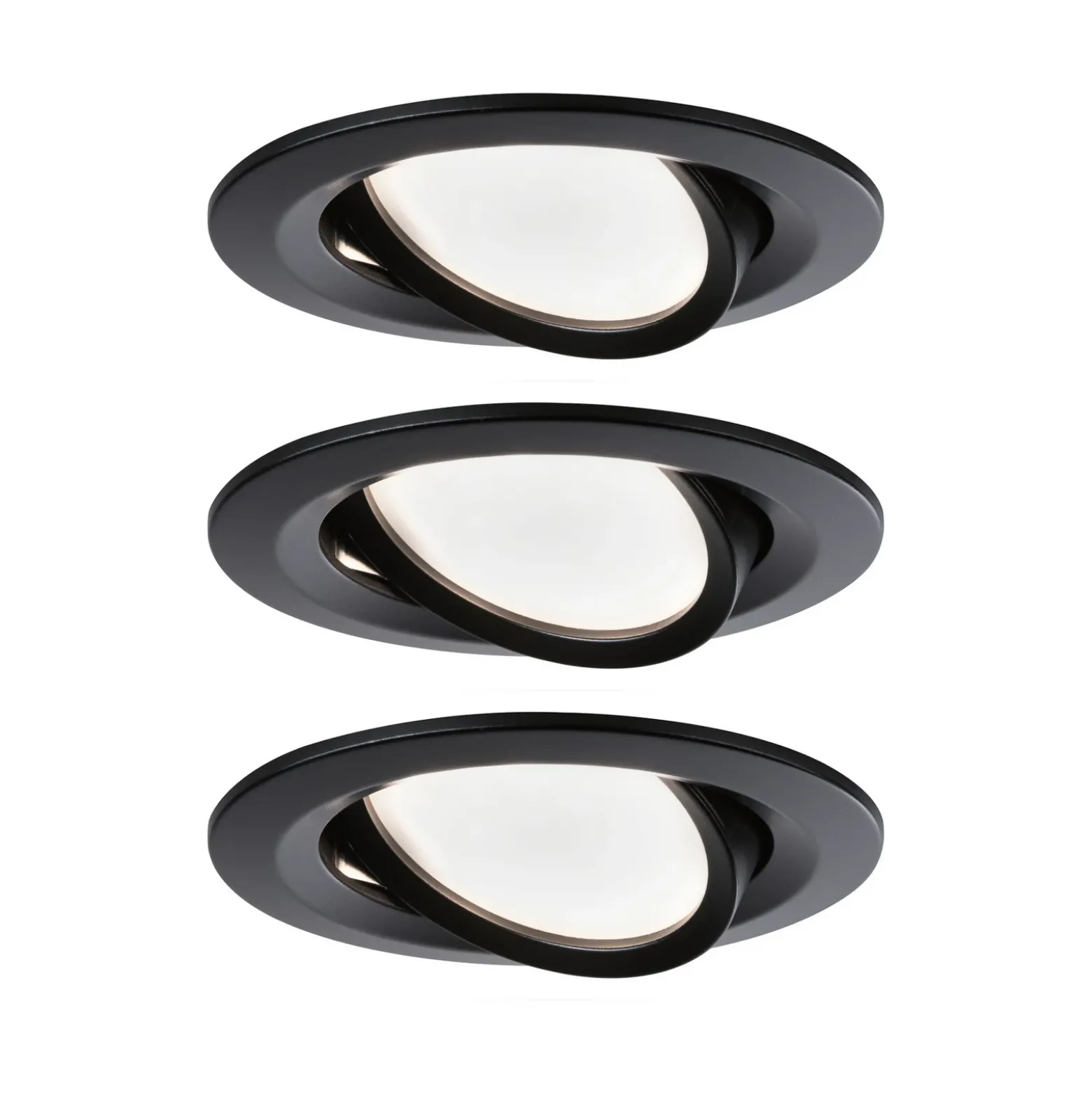 Foco LED Paulmann Nova Coin, juego de 3, negro, orientable, 2700 K