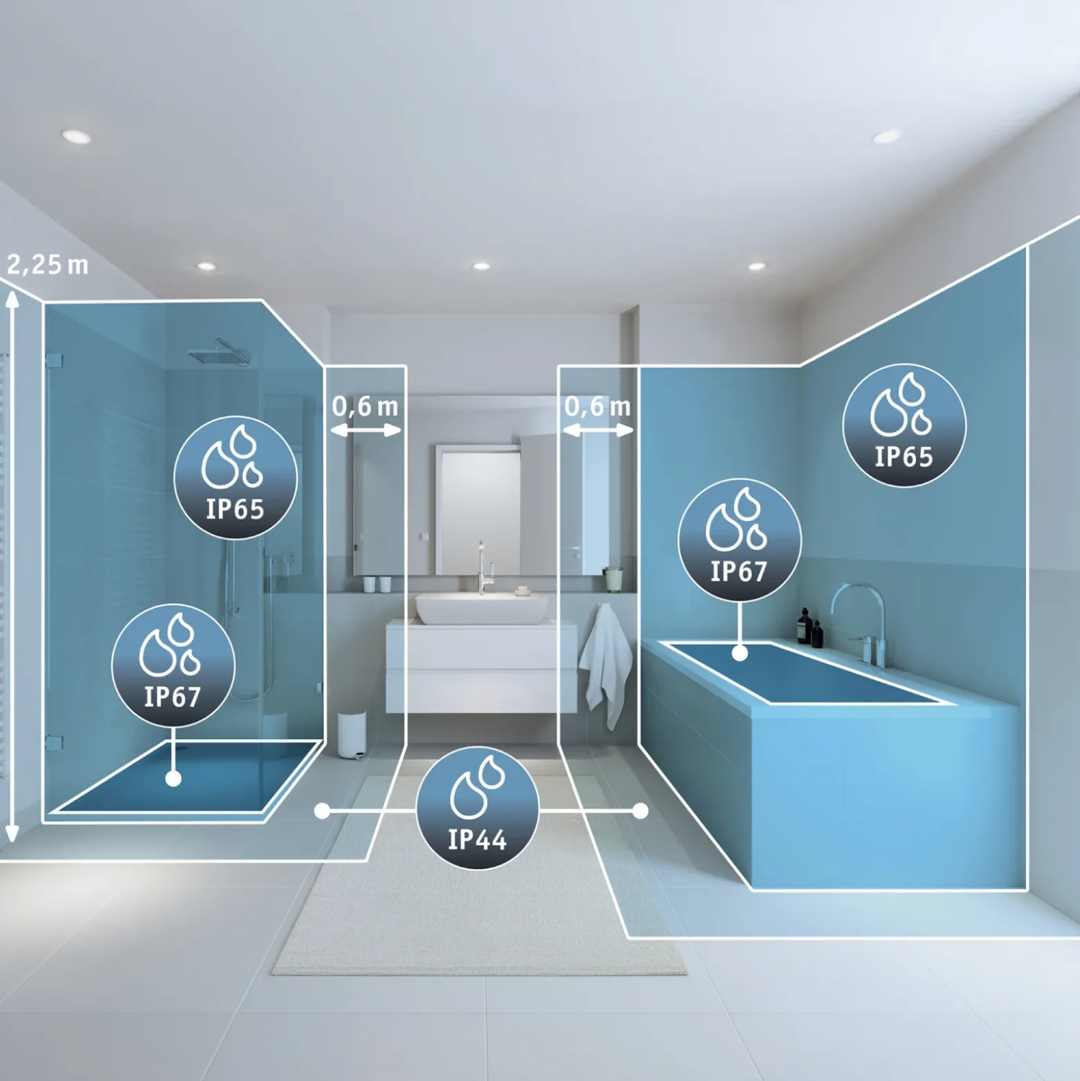 Foco LED Paulmann Nova Plus Coin, juego de 3, redondo, blanco, 2700 K, IP65