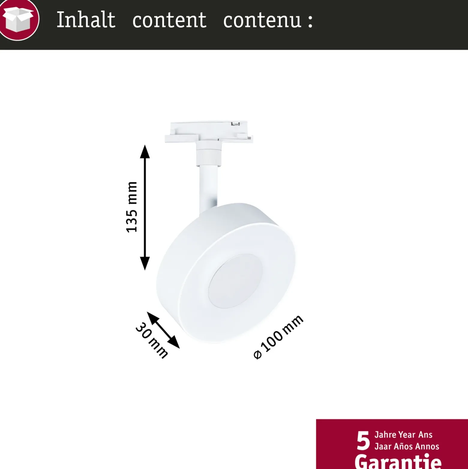Foco LED Paulmann URail Circle, blanco mate, atenuable en 3 niveles, CCT