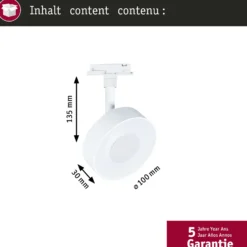 Foco LED Paulmann URail Circle, blanco mate, atenuable en 3 niveles, CCT