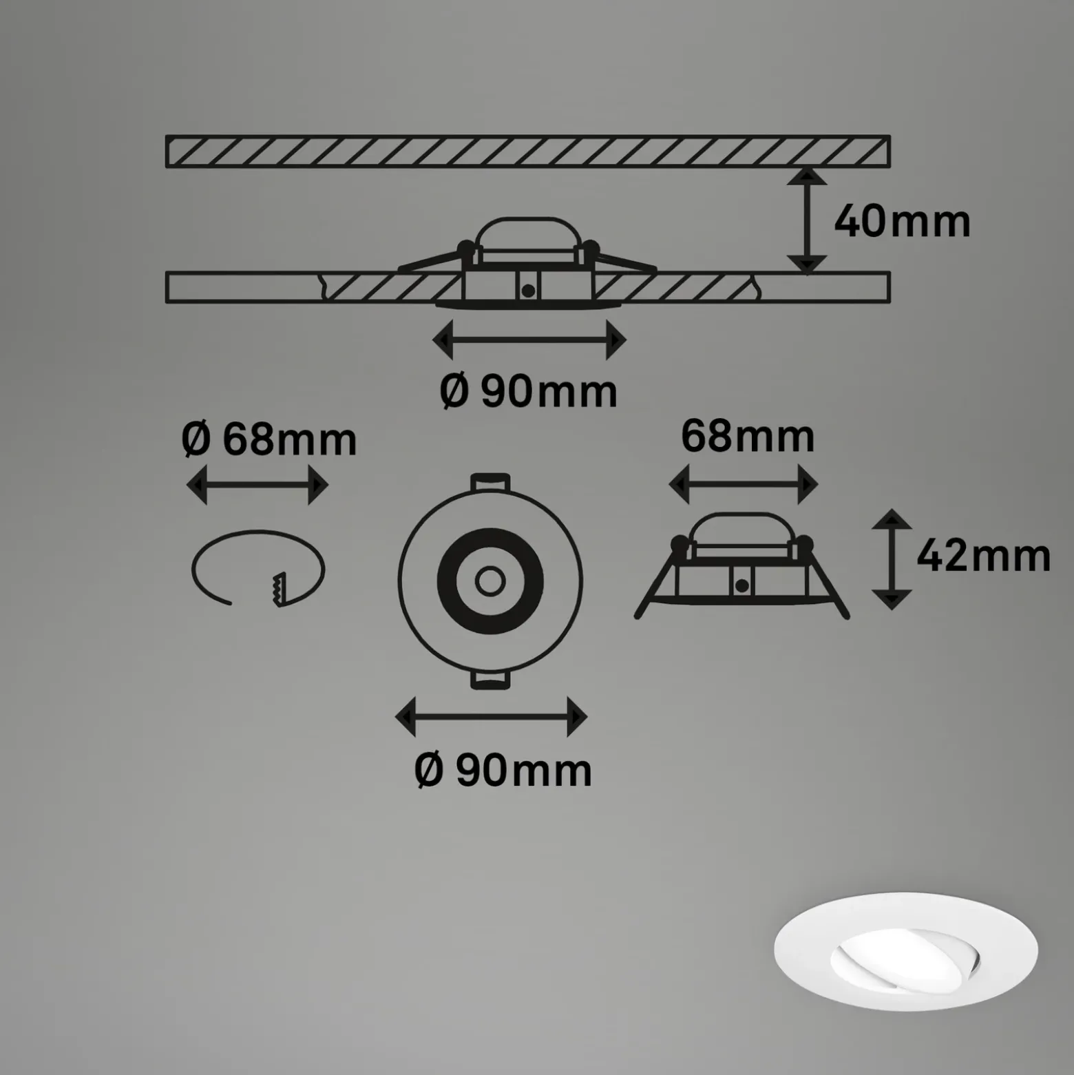 Foco LED 7597 3 ud IP65 4.000 K blanco