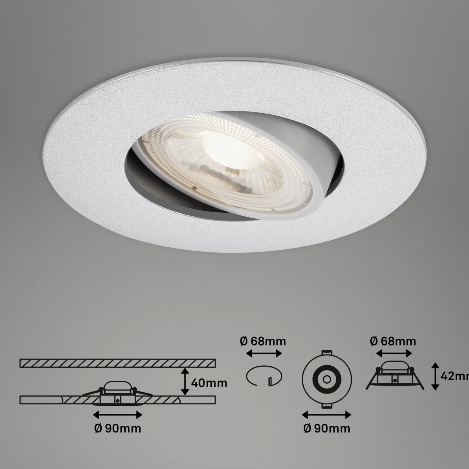 Foco LED 7602 3 ud IP65 3.000 K cromo mate