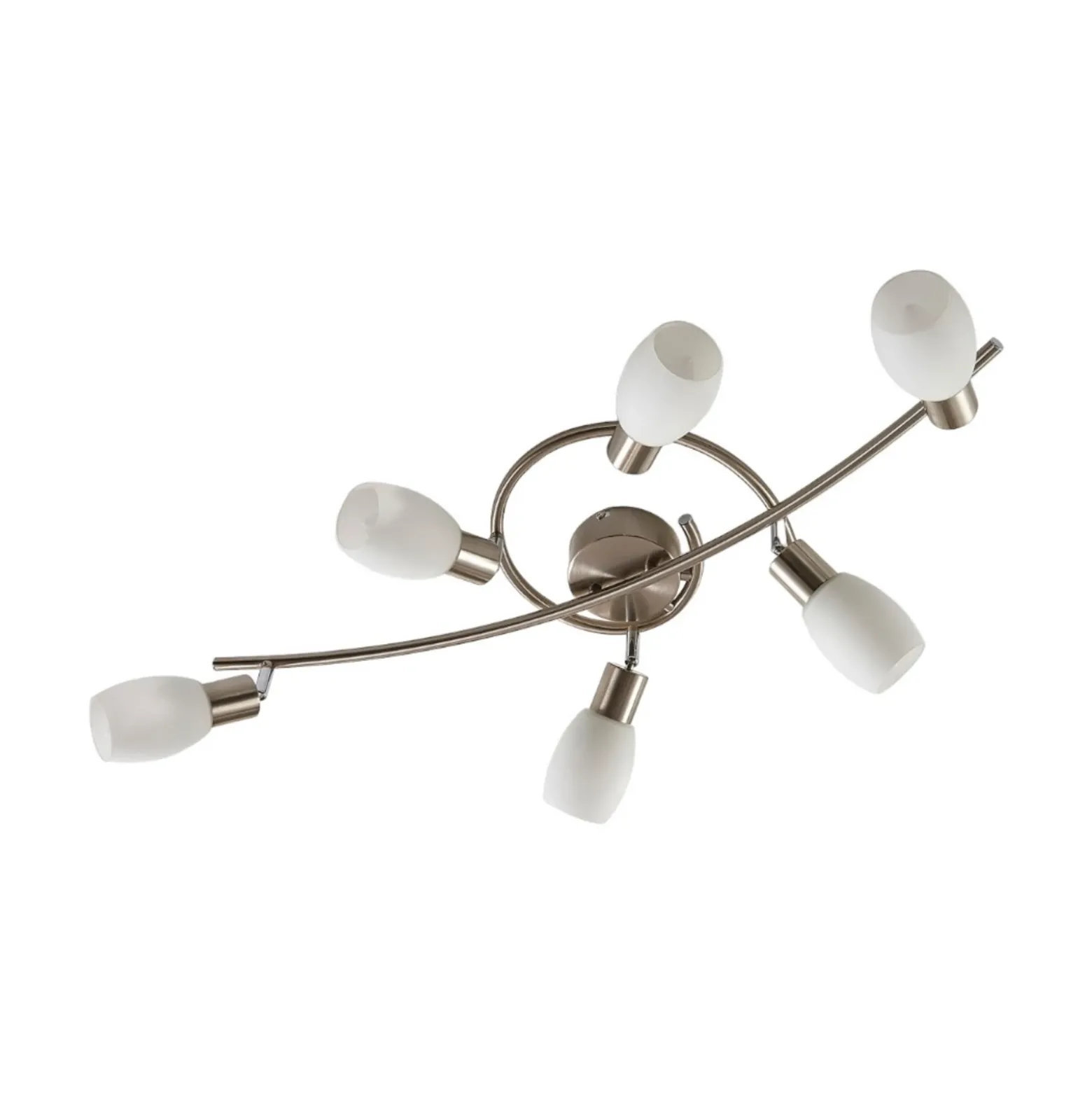 Foco Lindby Arda, 75 cm, 6 luces, níquel, cristal, E14