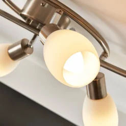 Foco Lindby Arda, 75 cm, 6 luces, níquel, cristal, E14