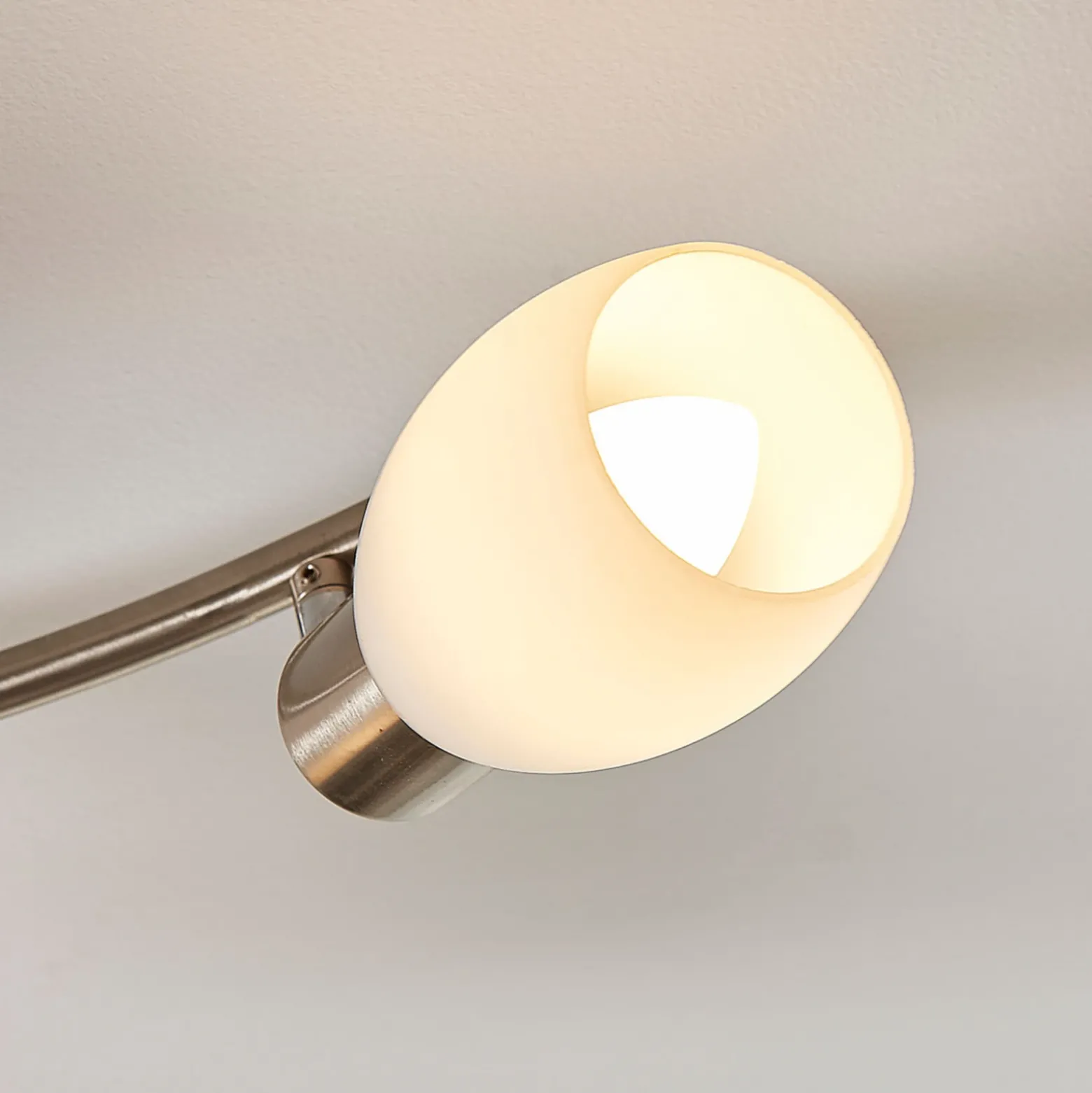 Foco Lindby Arda, 70 cm, 4 luces, níquel, cristal, E14