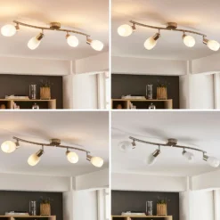 Foco Lindby Arda, 70 cm, 4 luces, níquel, cristal, E14