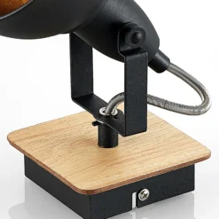 Foco Lindby Aylis, altura 14 cm, negro, madera, E14