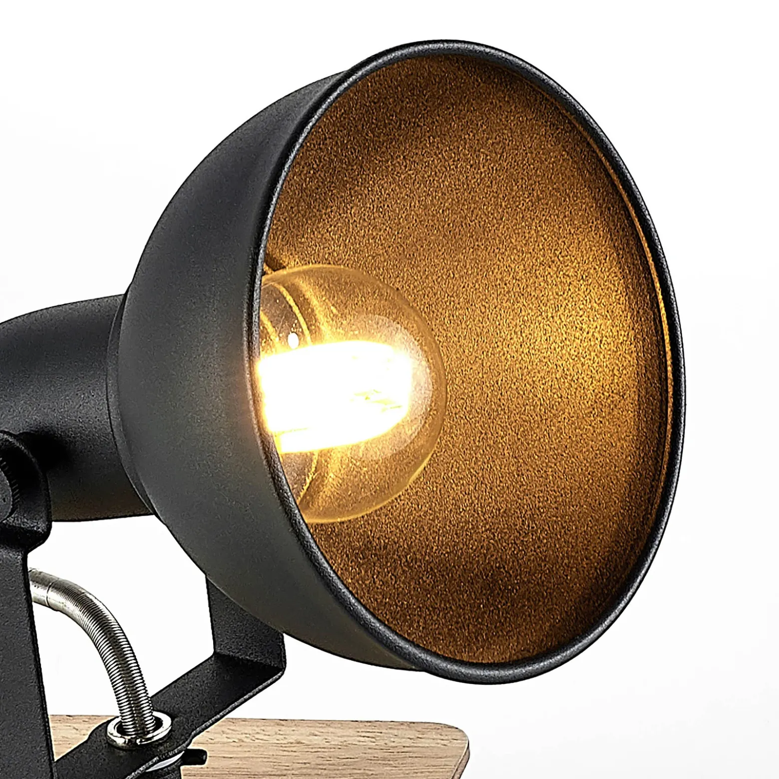 Foco Lindby Aylis, altura 14 cm, negro, madera, E14