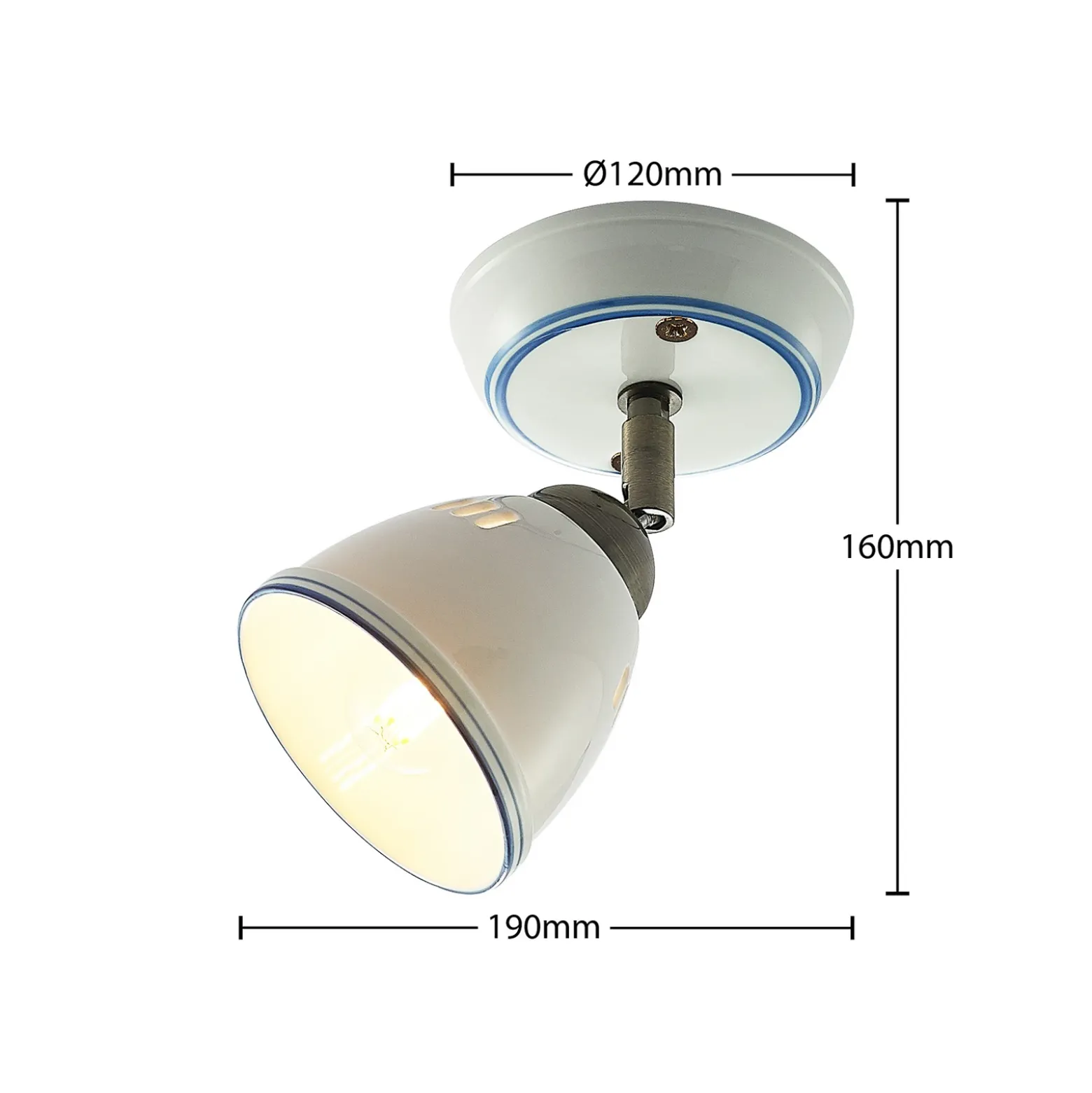Foco Lindby Eneas, altura 16 cm, blanco, 1 luz, cerámica
