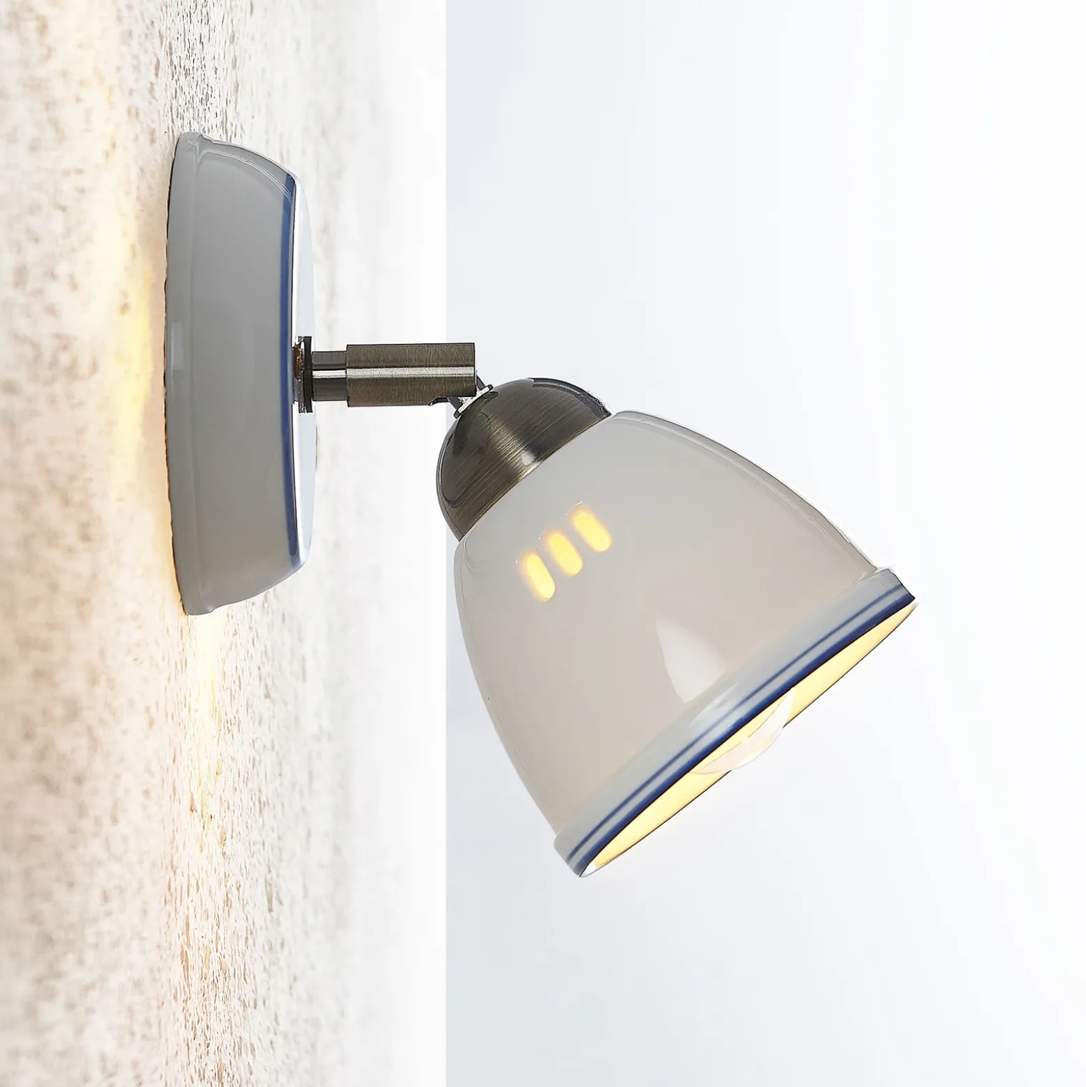 Foco Lindby Eneas, altura 16 cm, blanco, 1 luz, cerámica