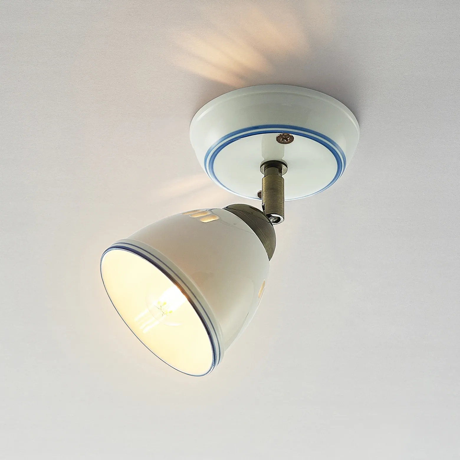 Foco Lindby Eneas, altura 16 cm, blanco, 1 luz, cerámica