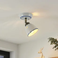 Foco Lindby Eneas, altura 16 cm, blanco, 1 luz, cerámica