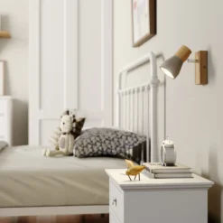 Foco Lindby Filiz, 12 cm de altura, madera, hormigón, E14