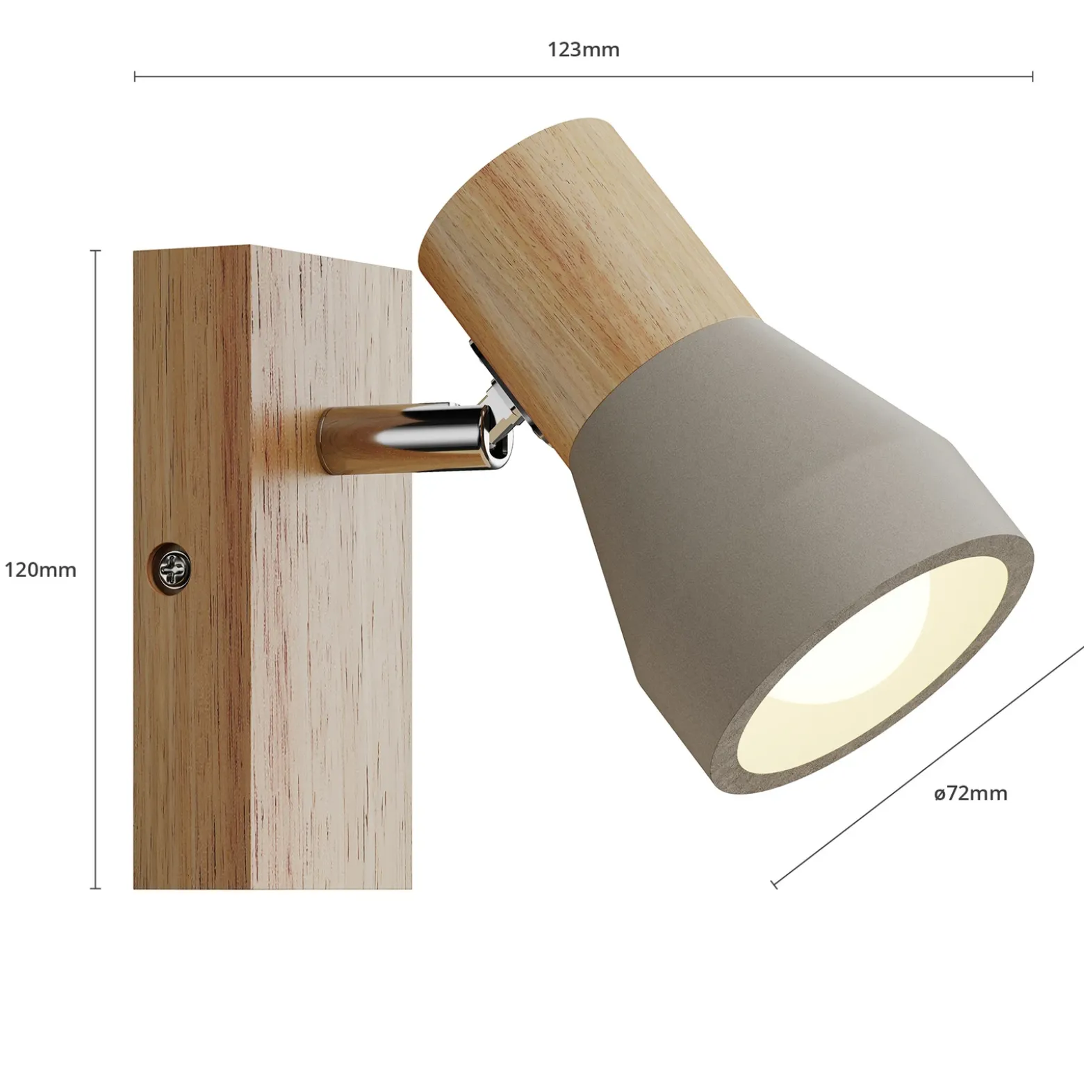 Foco Lindby Filiz, 12 cm de altura, madera, hormigón, E14