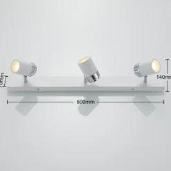 Foco Lindby Kardo, 3 luces, blanco, metal, IP44