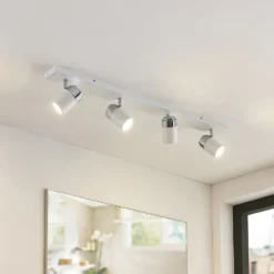 Foco Lindby Kardo, 4 luces, blanco, metal, IP44