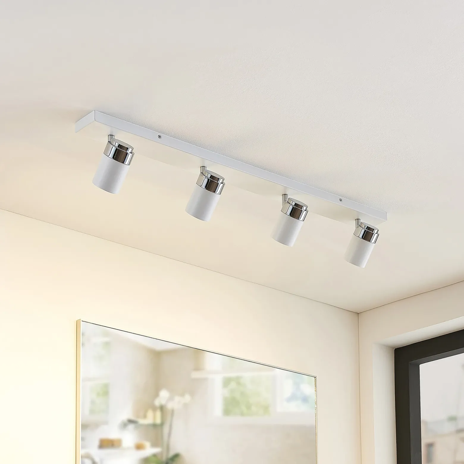 Foco Lindby Kardo, 4 luces, blanco, metal, IP44