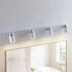 Foco Lindby Kardo, 4 luces, blanco, metal, IP44