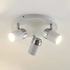 Foco Lindby Kardo, redondo, 3 luces, blanco, metal, IP44