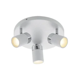 Foco Lindby Kardo, redondo, 3 luces, blanco, metal, IP44