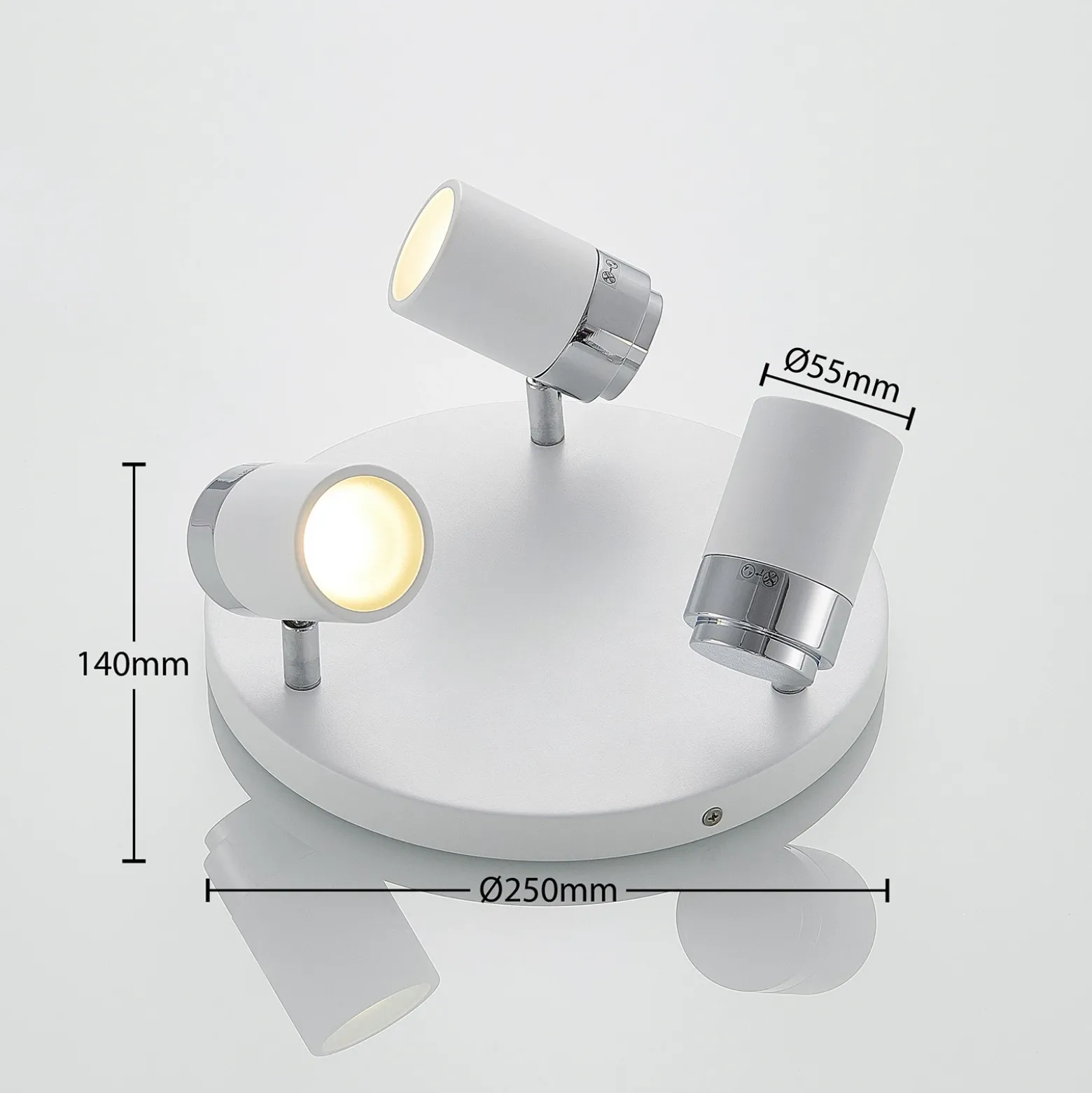 Foco Lindby Kardo, redondo, 3 luces, blanco, metal, IP44