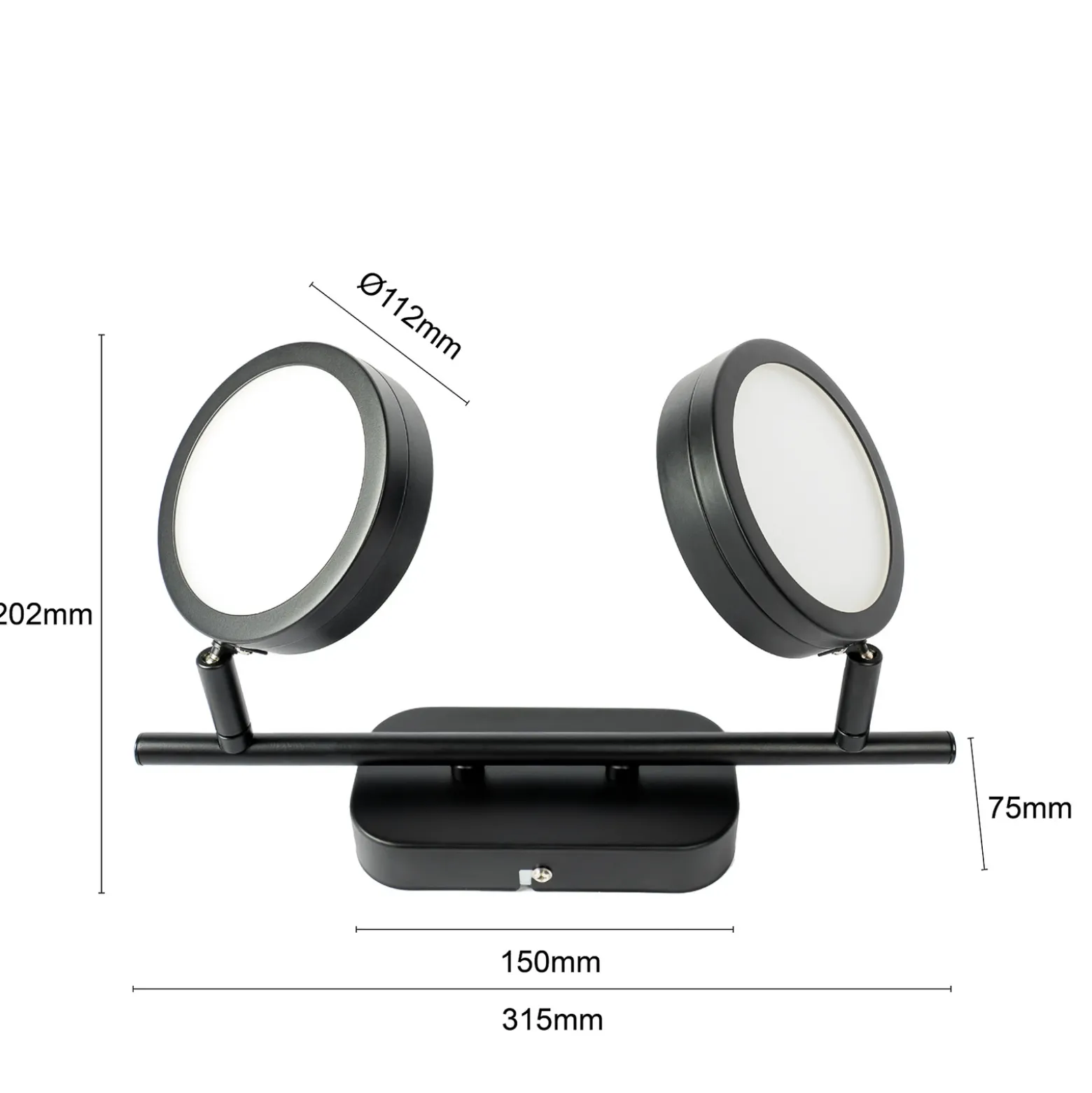 Foco Lindby Neros, negro, 2 luces, 31,5 cm, CCT, hierro